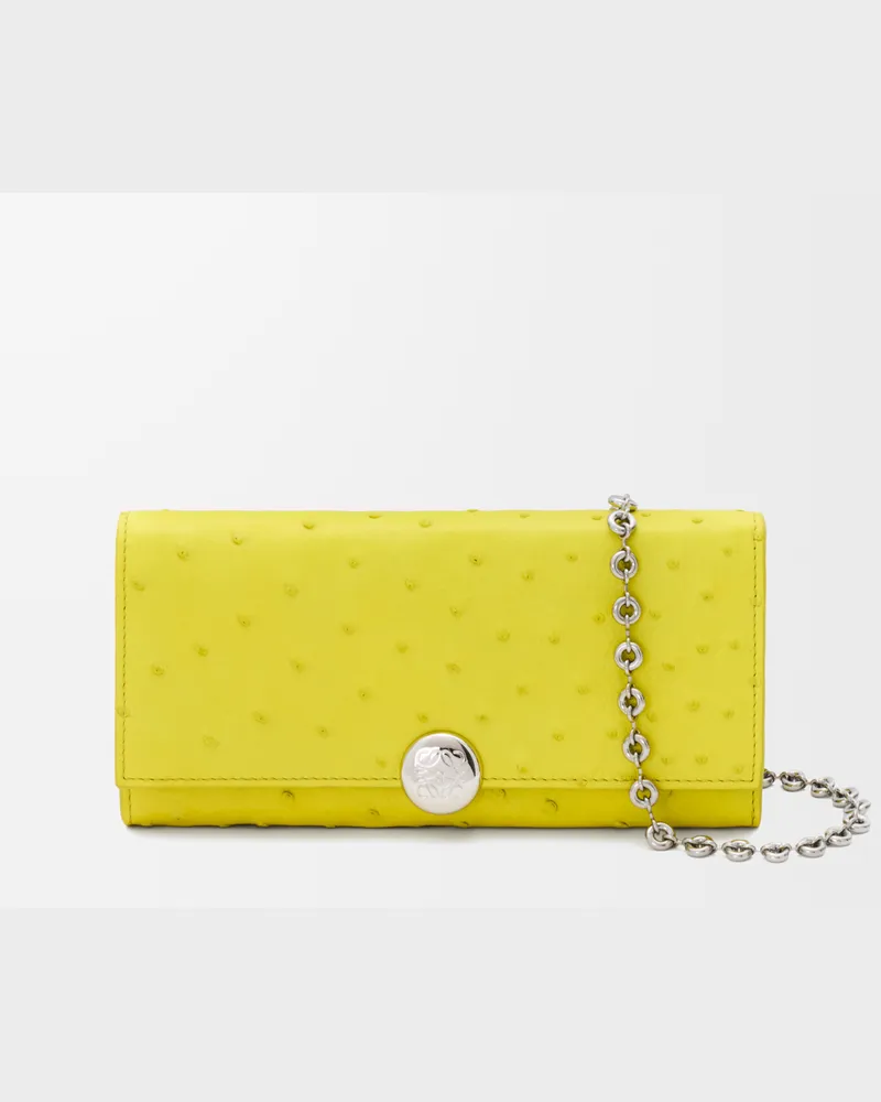 Loewe Pebble Wallet On Chain In Ostrich Mujer Lemon