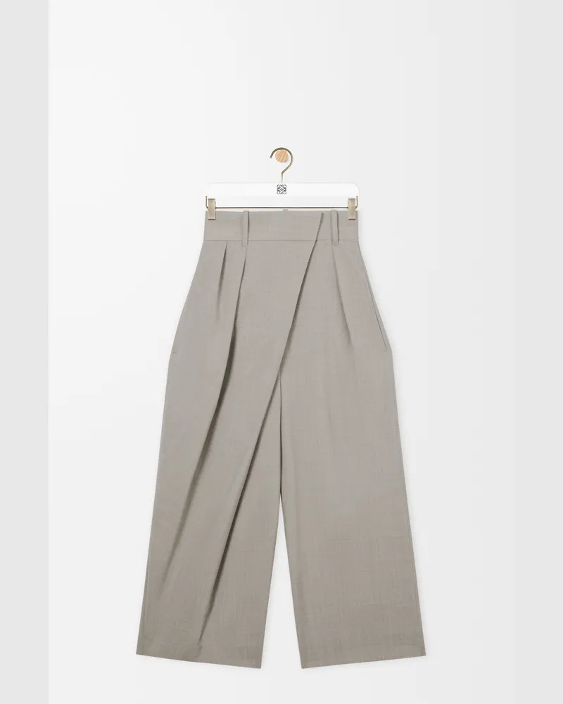 Loewe Cropped Wrap Trousers In Wool Size Mujer Light