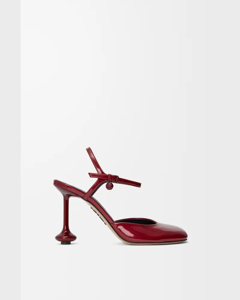 Loewe Toy Ankle Strap Pump In Soft Patent Lambskin Size Mujer Dark