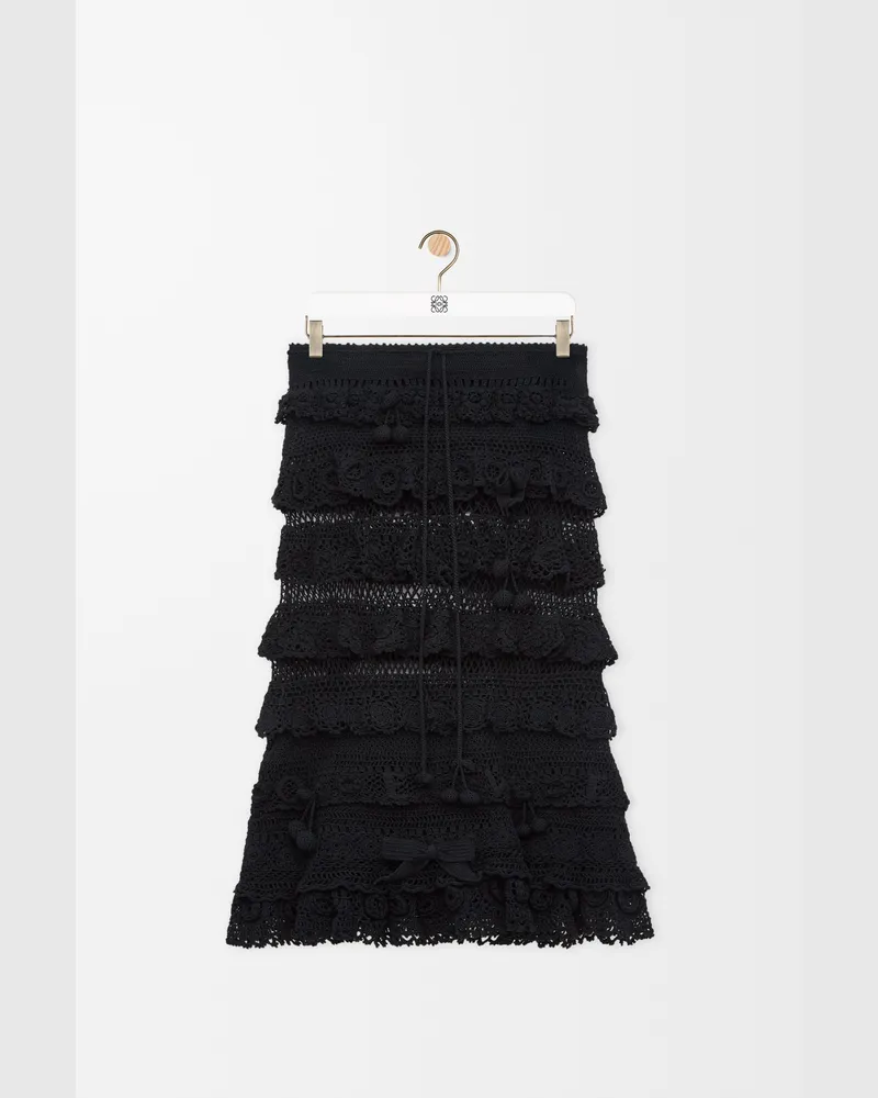 Loewe Skirt In Cotton Crochet Size Mujer Black