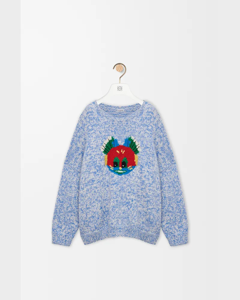 Loewe Sweater In Wool And Mohair Blend Size Hombre Blue