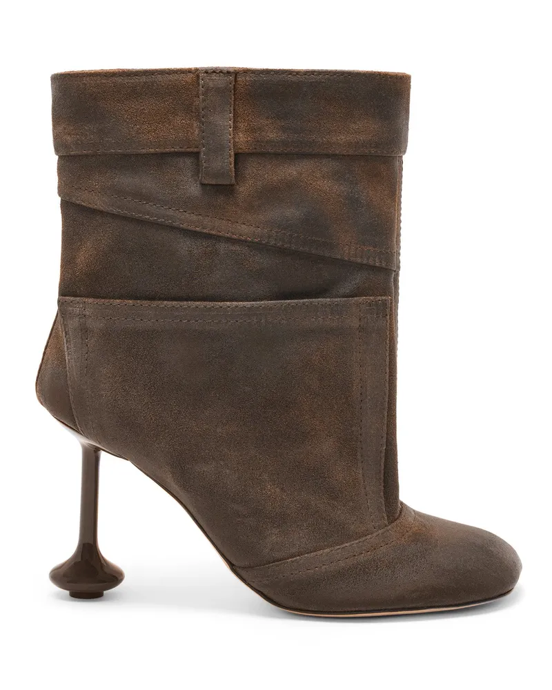 Loewe Luxury Toy ankle bootie in waxed suede Taupe