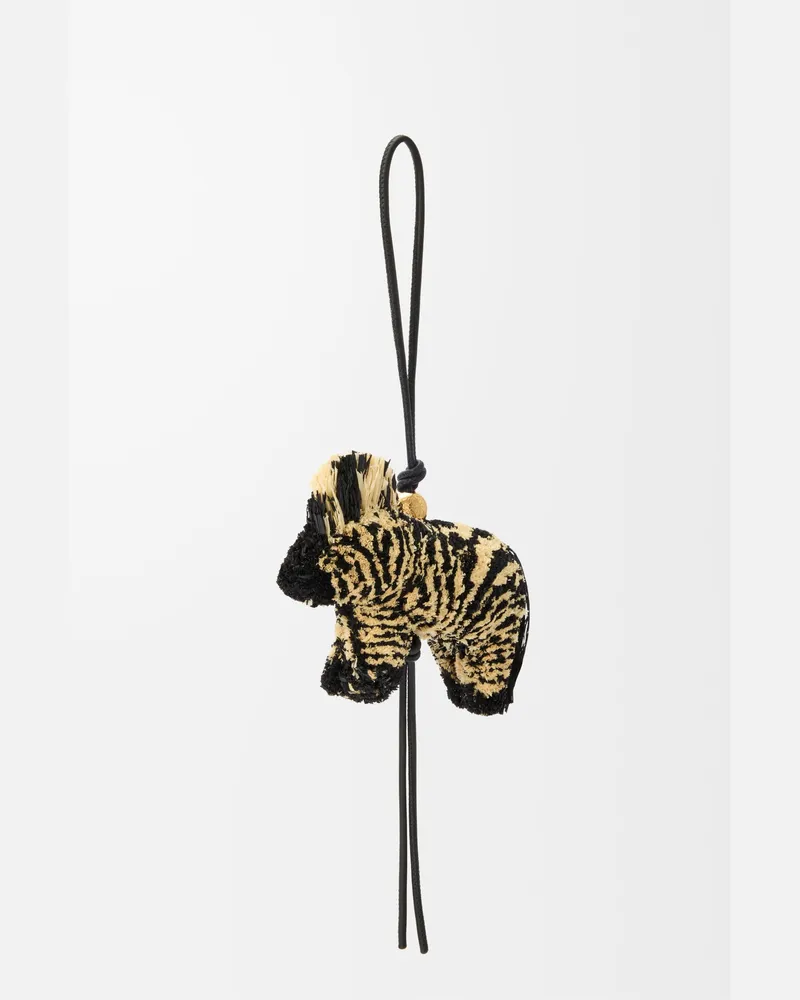 Loewe Zebra Charm In Raffia And Leather skin Mujer Natural