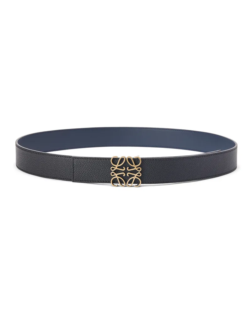 Loewe Luxury Reversible Anagram belt in soft grained calfskin and smooth calfskin Black