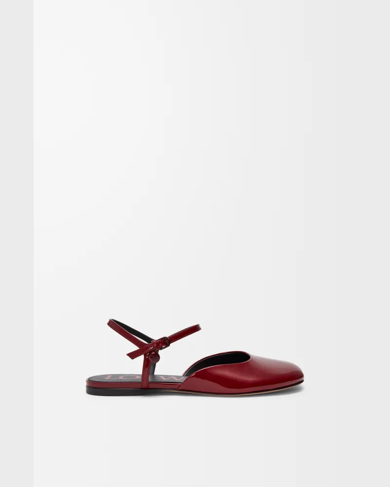 Loewe Toy Ankle Strap Ballerina In Soft Patent Lambskin Size Mujer Dark