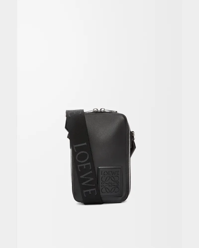 Loewe Vertical Crossbody Pocket In Satin Leather skin Hombre Black