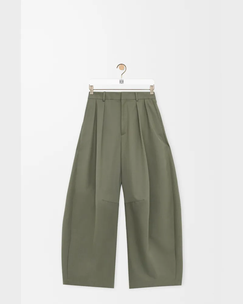 Loewe Barrel Trousers In Cotton And Silk Size Mujer Khaki