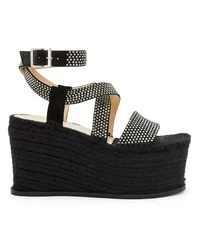 Loewe Luxury Petal espadrille platform in suede calfskin and rhinestones Black