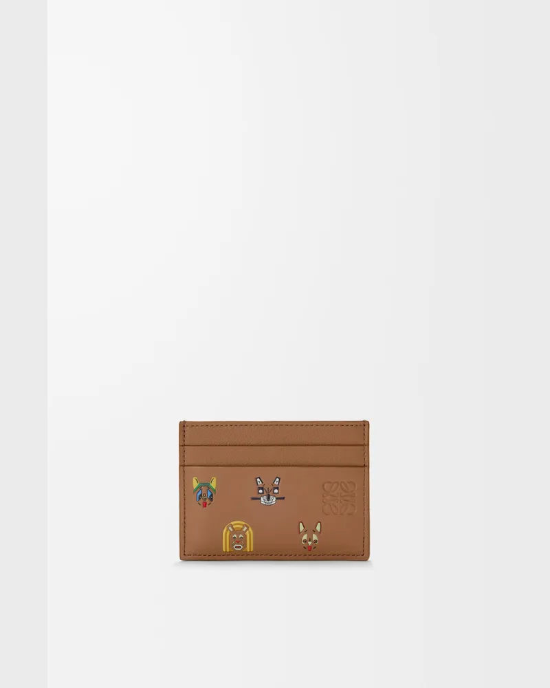 Loewe Cats Plain Cardholder In Leather skin Mujer Mocha