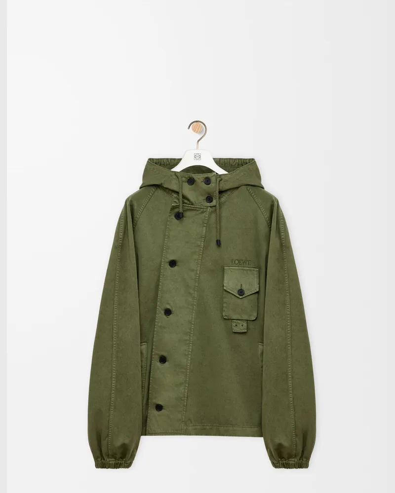 Loewe Short Parka In Cotton Size Hombre Khaki