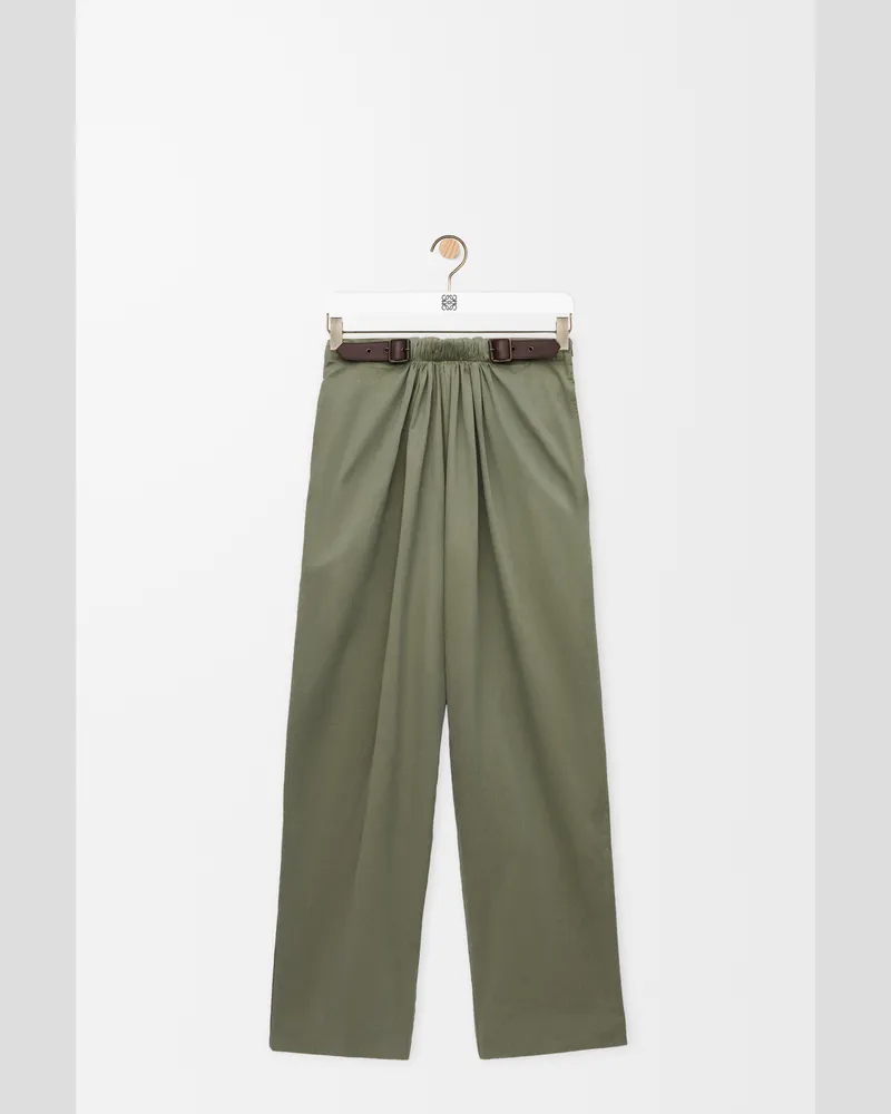 Loewe Belted Trousers In Cotton Size Hombre Khaki