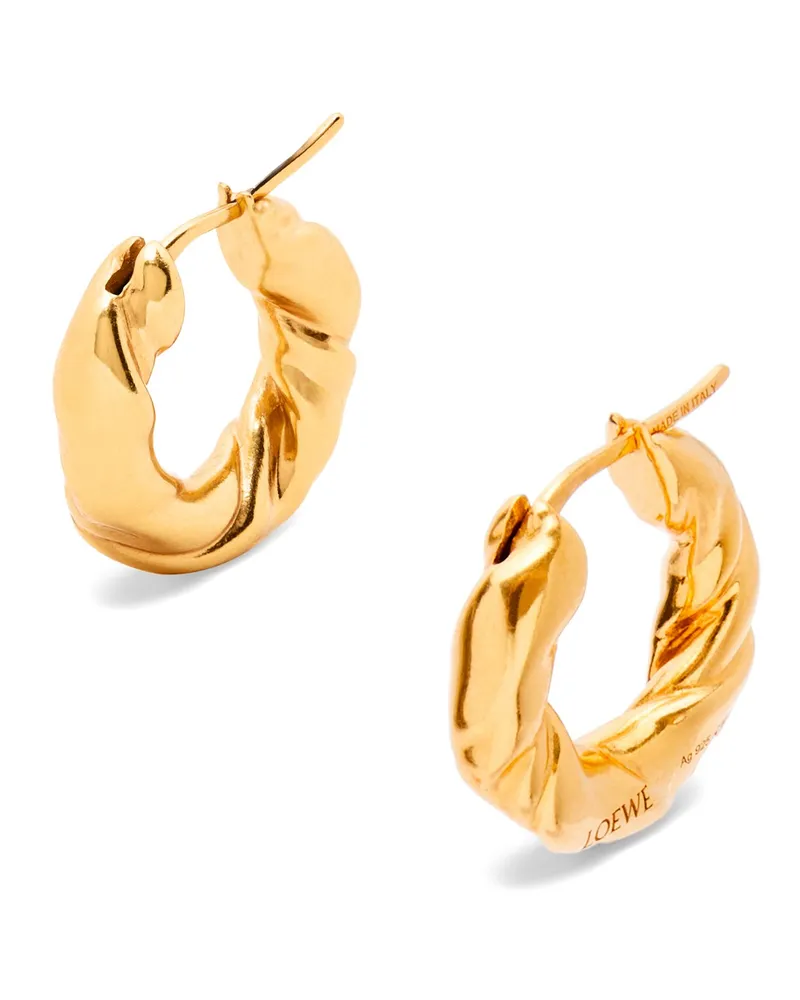 Loewe Luxury Nappa Twist Loop Earrings In Sterling Silver Gold