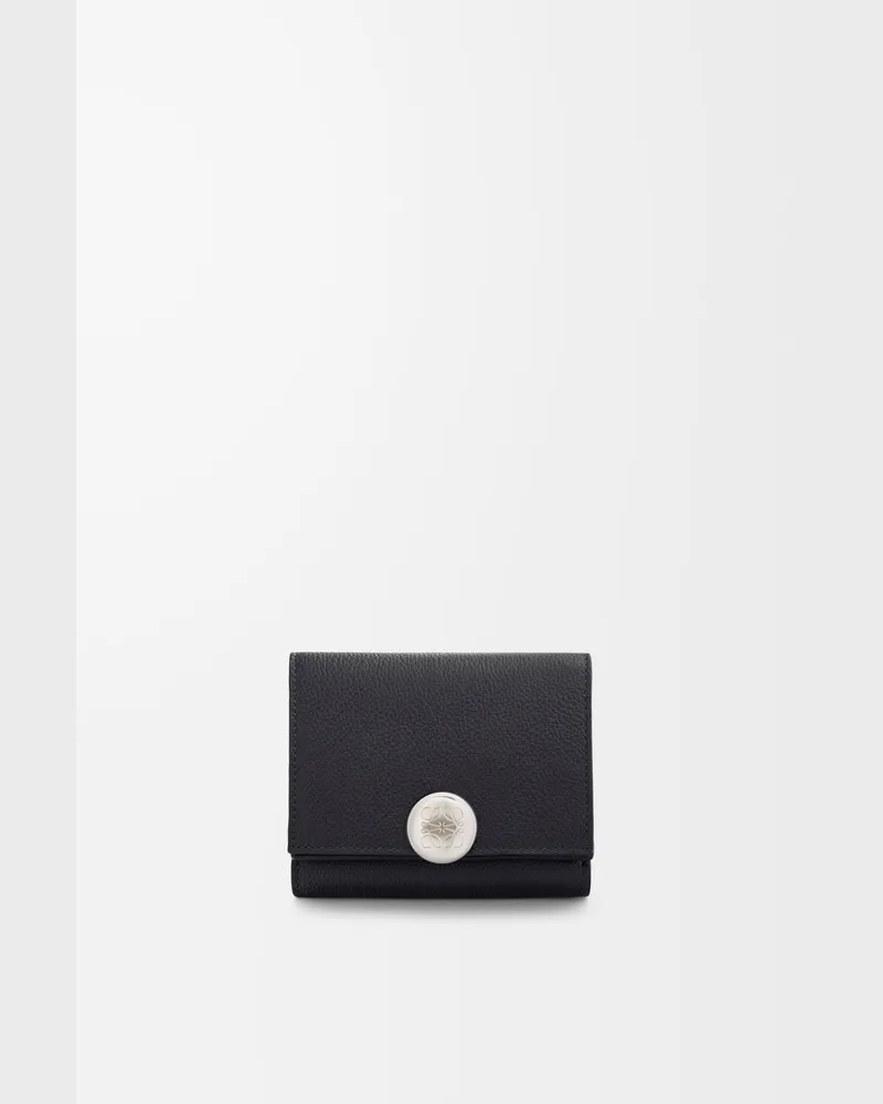 Loewe Pebble Trifold Wallet In Pebble Grain Leather skin Mujer Black