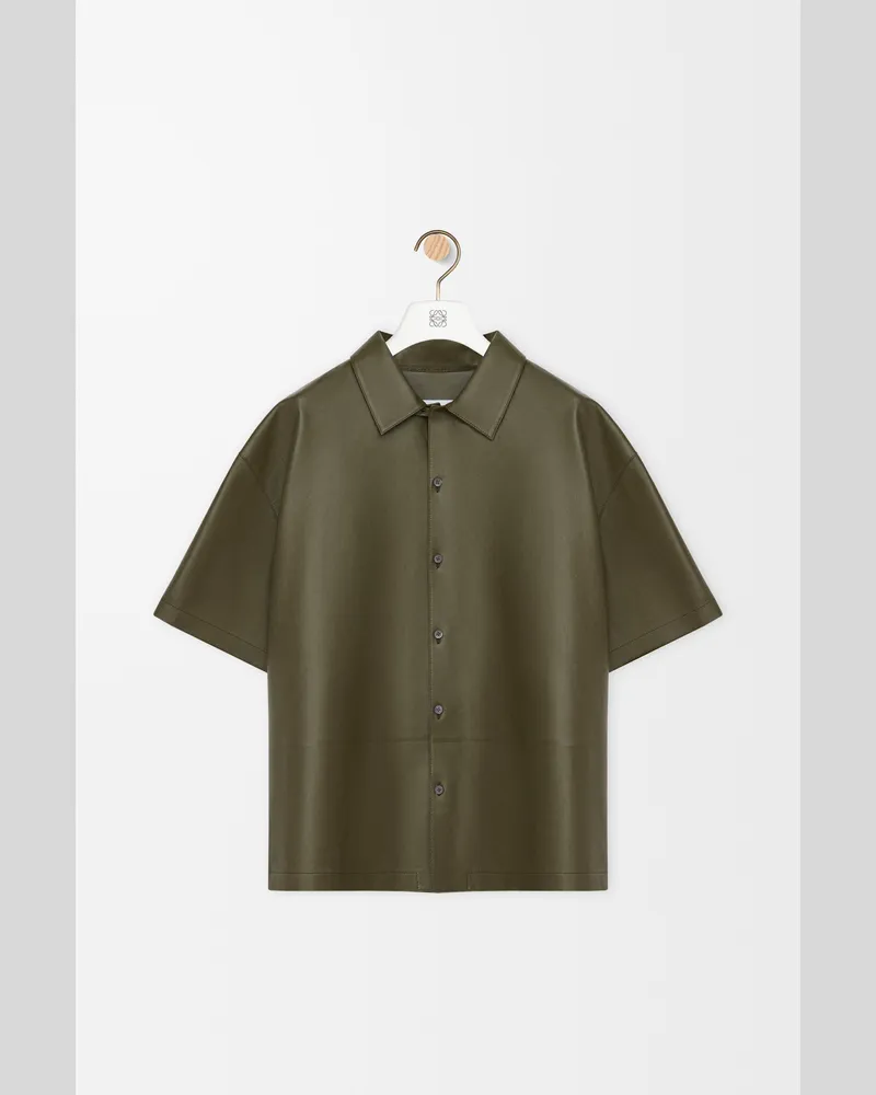 Loewe Short Sleeve Shirt In Nappa Lambskin Size Hombre Khaki