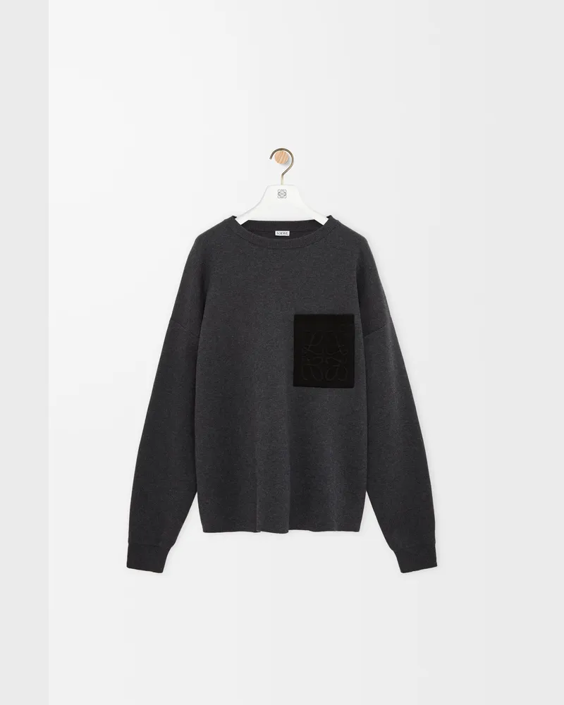 Loewe Anagram Pocket Sweater In Cotton Blend Size Hombre Grey