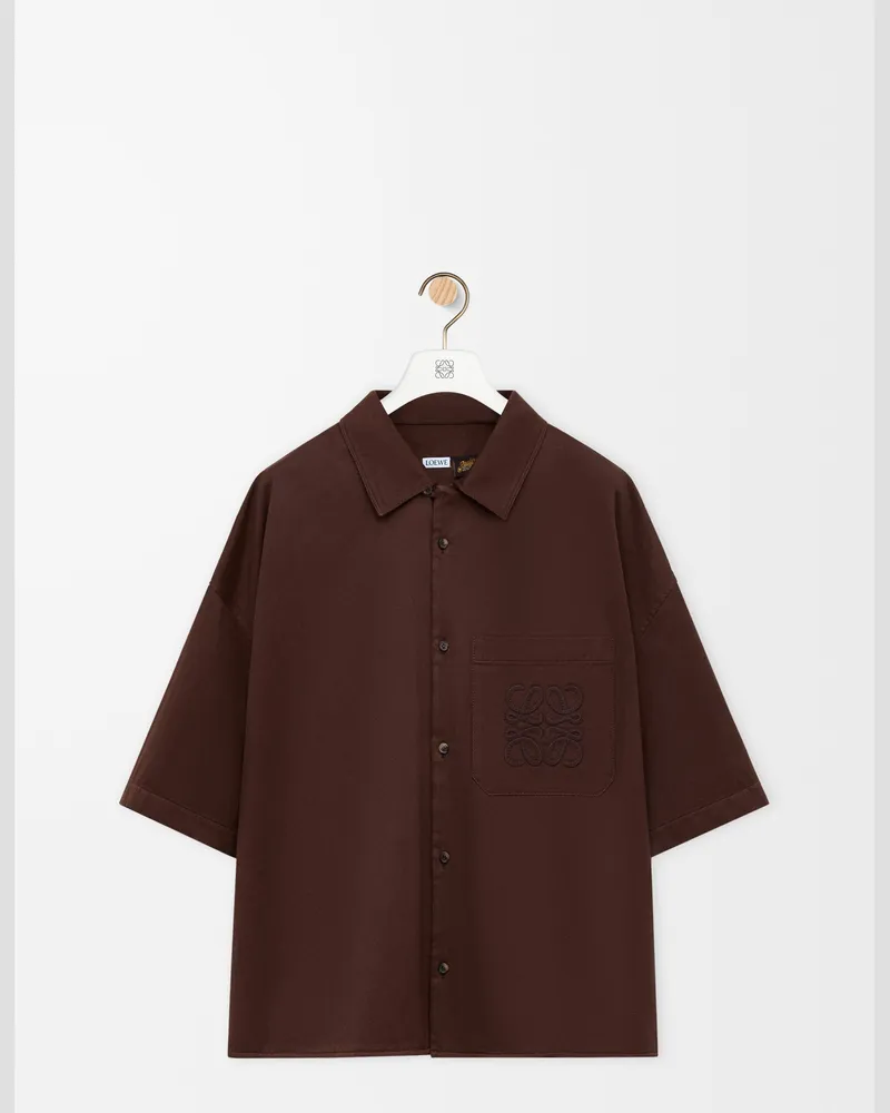 Loewe Short Sleeve Shirt In Cotton Size Hombre Chocolate