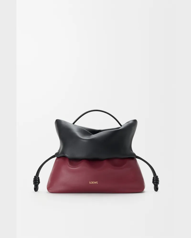 Loewe Flamenco Rolled Bag In Bicolour Mellow Nappa Lambskin Mujer Black