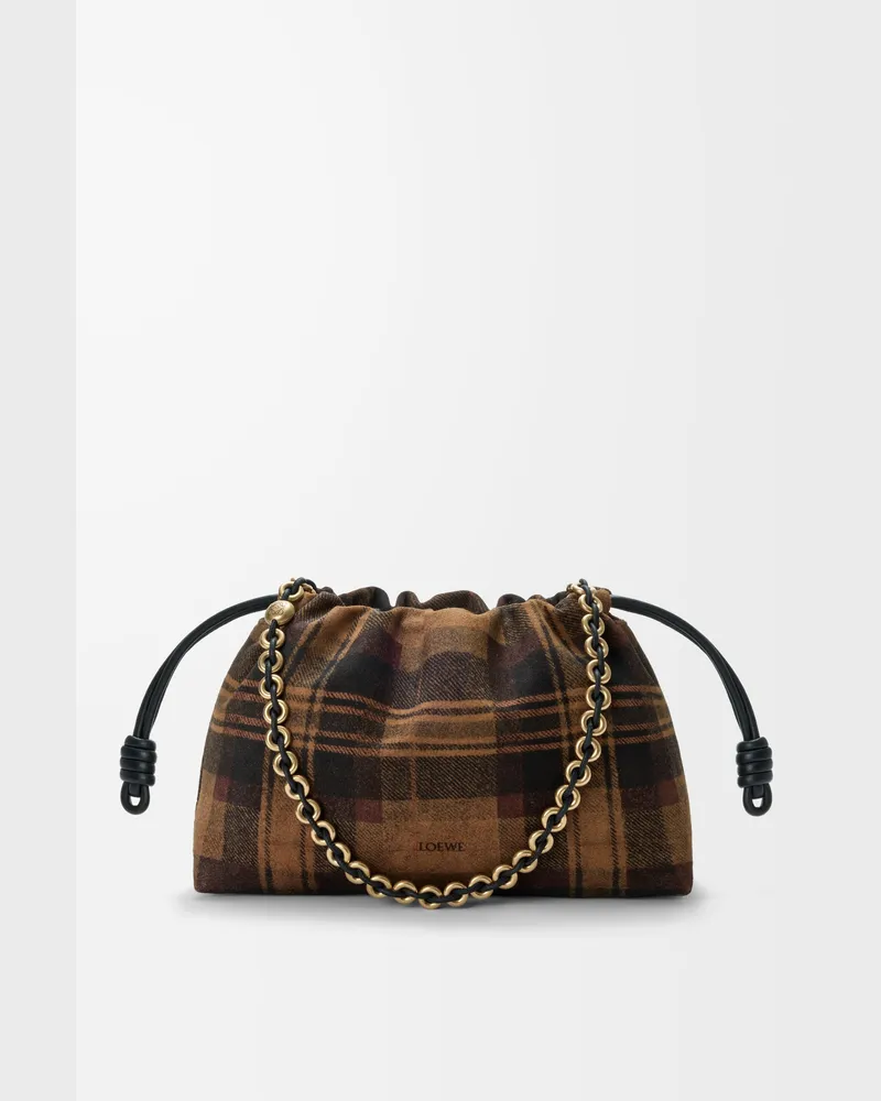 Loewe Medium Flamenco Purse In Tartan Suede Mujer Tan