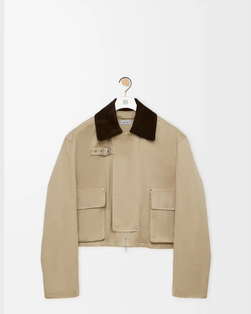 Loewe Short Parka In Cotton Size Mujer Beige