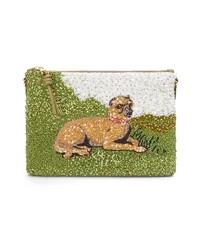 Loewe Luxury Oblong pouch in beaded leather Olive