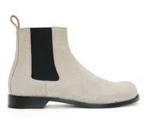 Loewe Luxury Campo Chelsea boot in suede calfskin and rhinestones Ecru