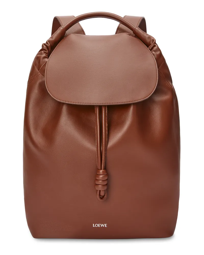 Loewe Luxury Flamenco Backpack In Shiny Supple Calfskin Brownie