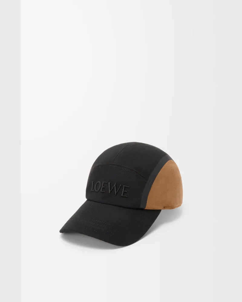 Loewe Camp Cap In Canvas And Suede Size Hombre Black