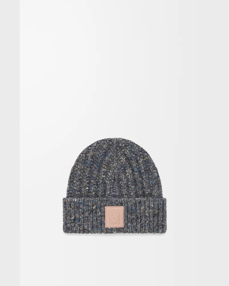 Loewe Beanie In Wool And Cashmere Blend Mujer Grey