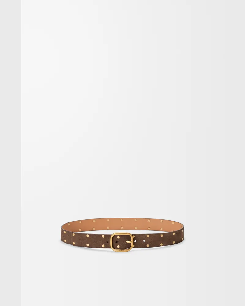 Loewe Rounded Soft Belt In Suede Leather skin Size Mujer Wood