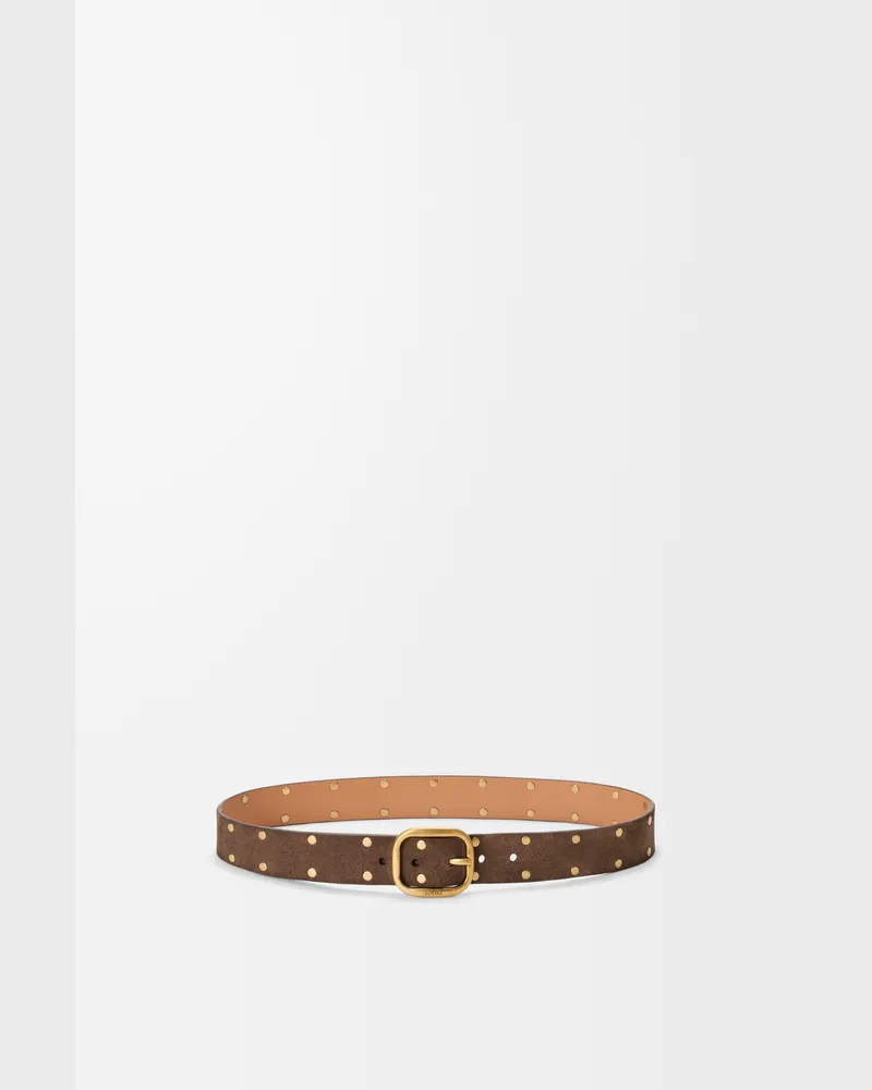 Loewe Rounded Soft Belt In Suede Leather skin Size Mujer Wood