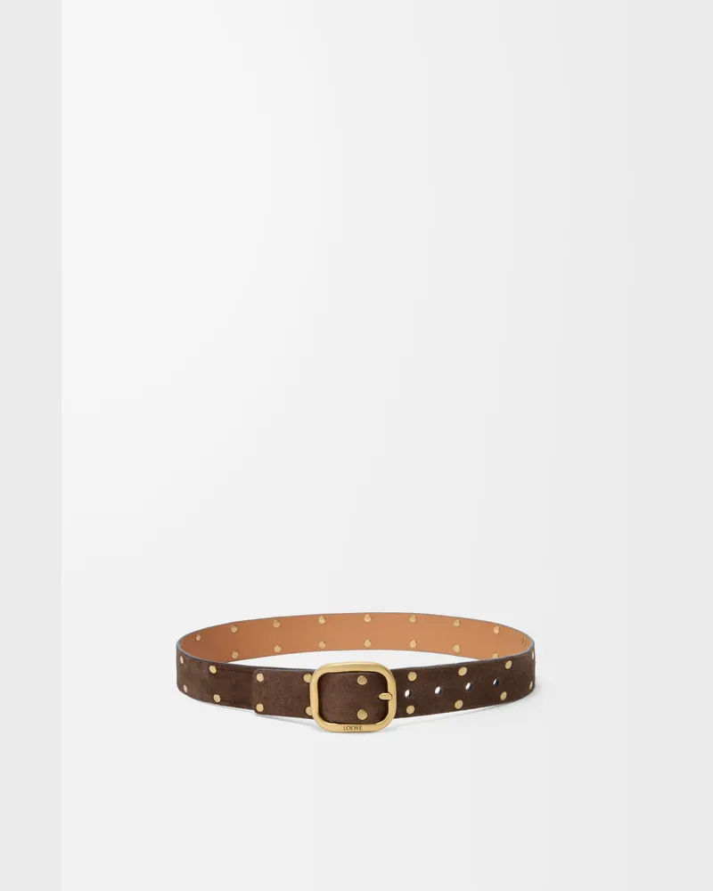 Loewe Rounded Soft Belt In Suede Leather skin Size Mujer Wood