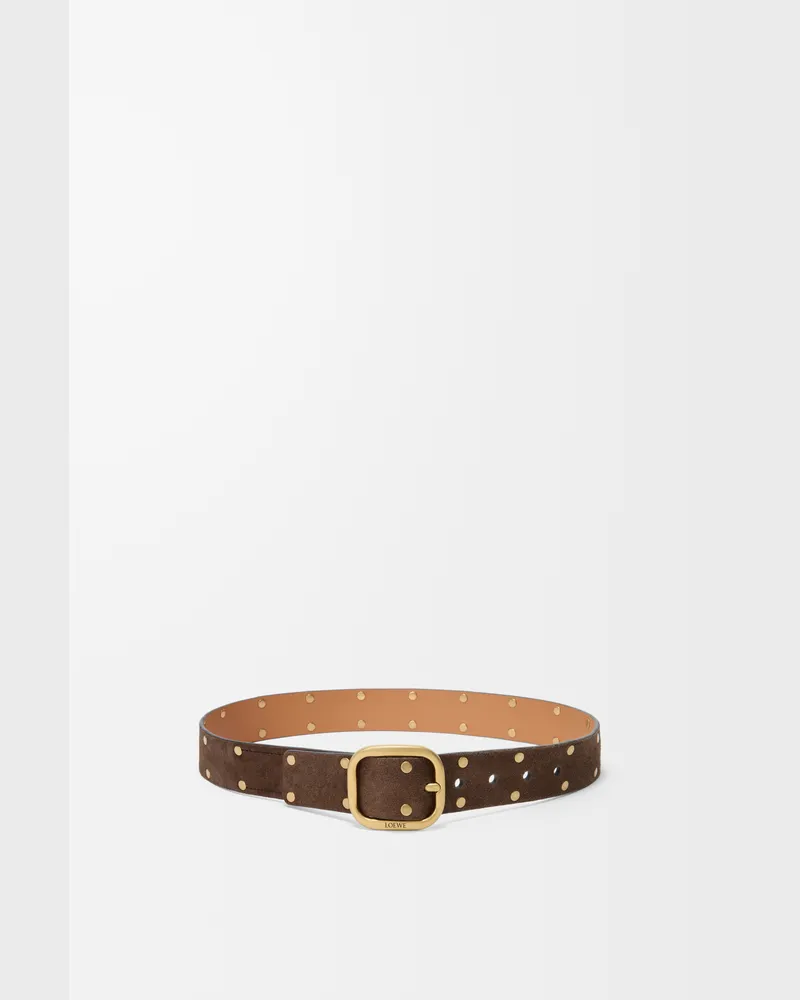 Loewe Rounded Soft Belt In Suede Leather skin Size Mujer Wood