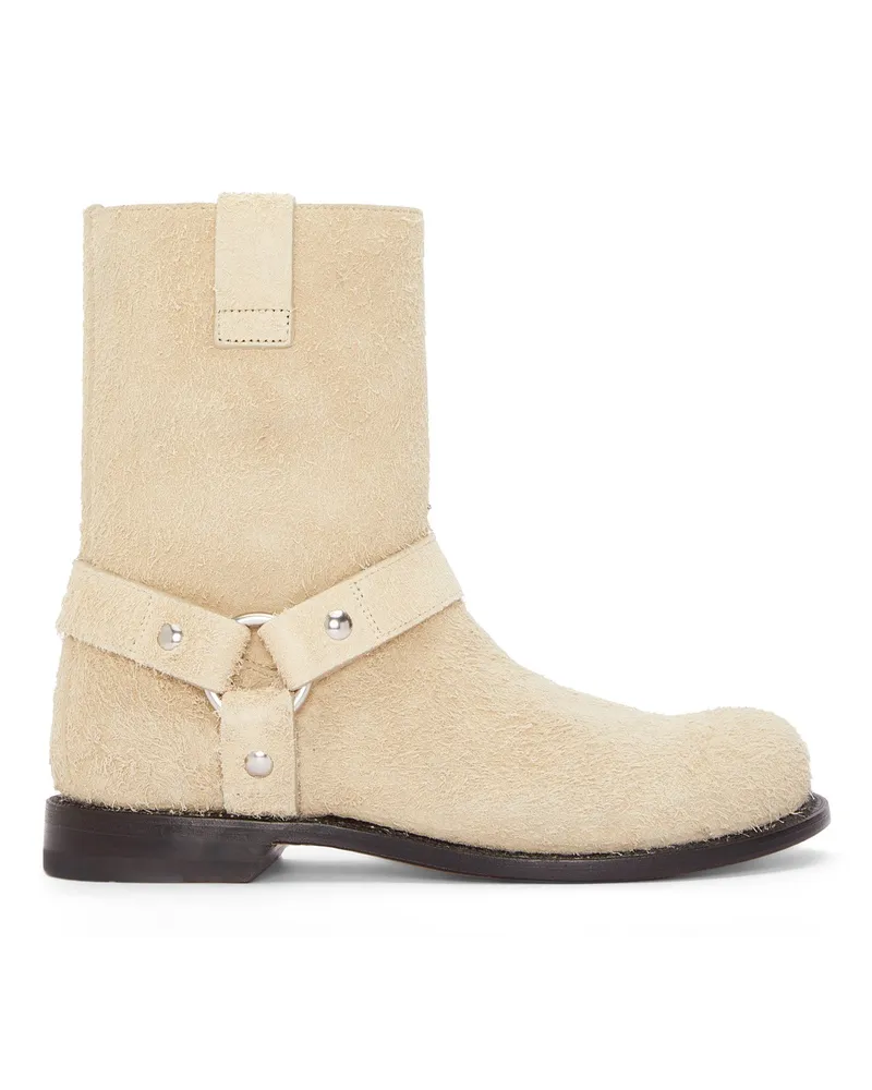 Loewe Luxury Campo Biker boot in brushed suede Oat