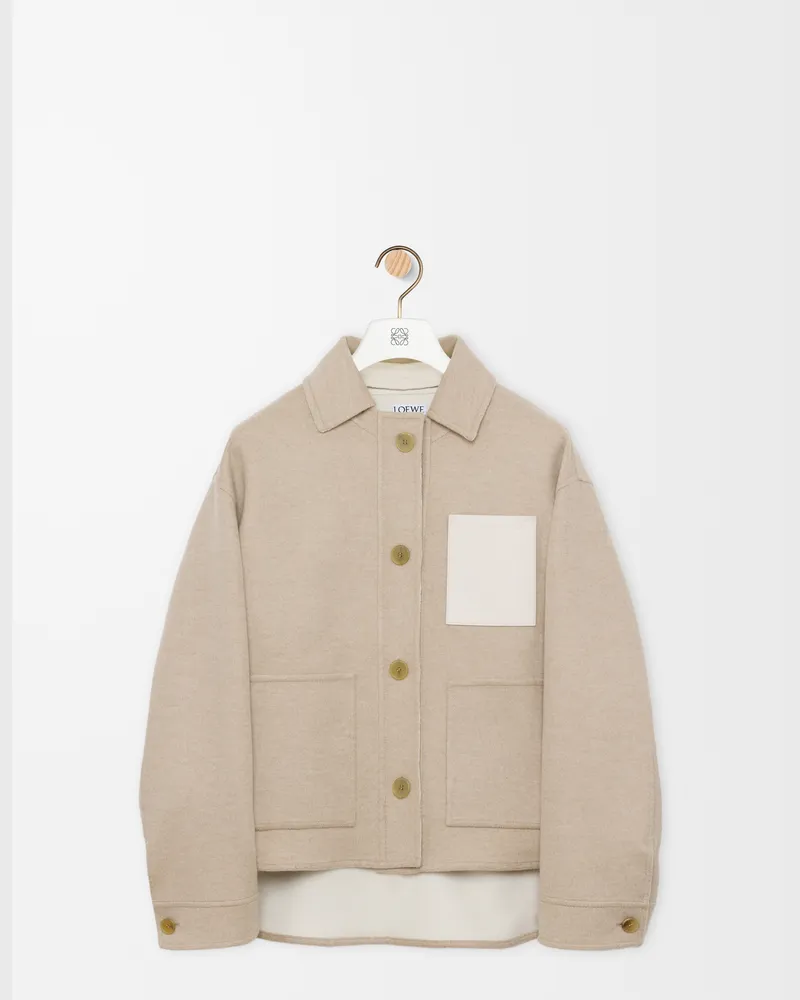 Loewe Workwear Jacket In Wool And Cashmere Size Mujer Beige