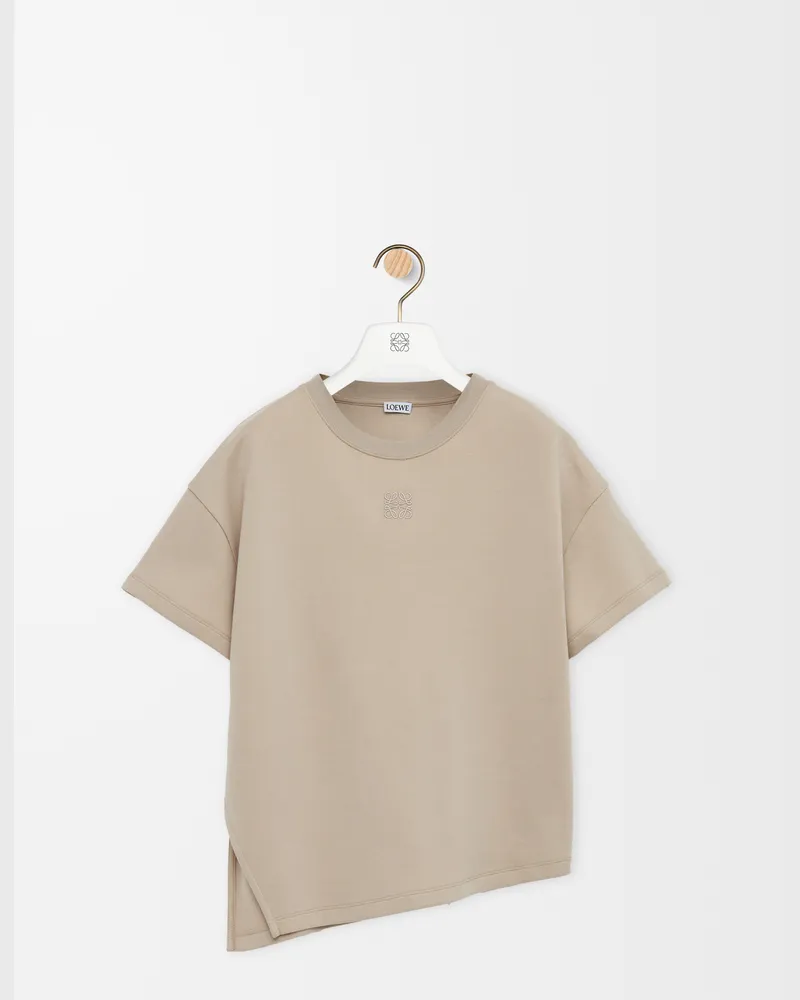 Loewe Asymmetric T-shirt In Cotton Blend Size Mujer Beige