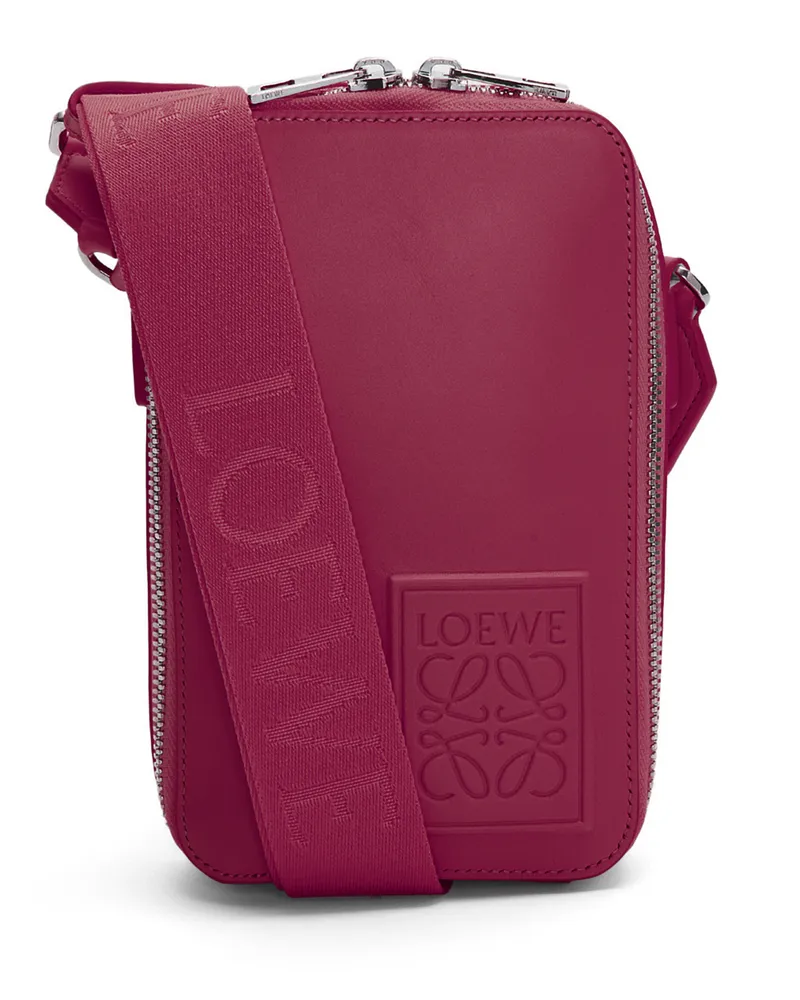 Loewe Luxury Vertical Crossbody Pocket in satin calfskin Crimson