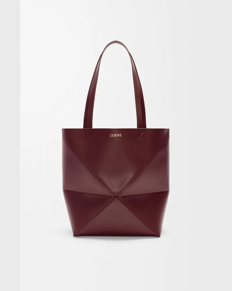 Loewe Medium Puzzle Fold Tote In Shiny Leather skin Mujer Dark