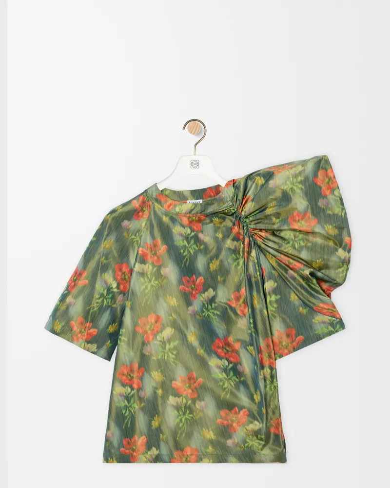 Loewe Draped Top In Silk Blend Taffeta Size Mujer Dark