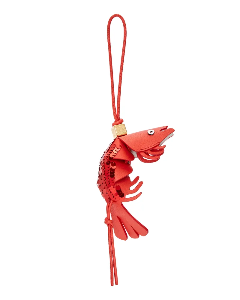 Loewe Luxury Shrimp charm in classic calfskin Red