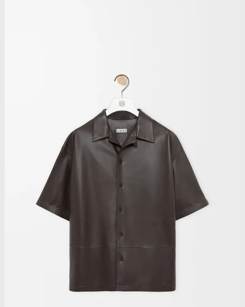 Loewe Short Sleeve Shirt In Nappa Lambskin Size Hombre Dark
