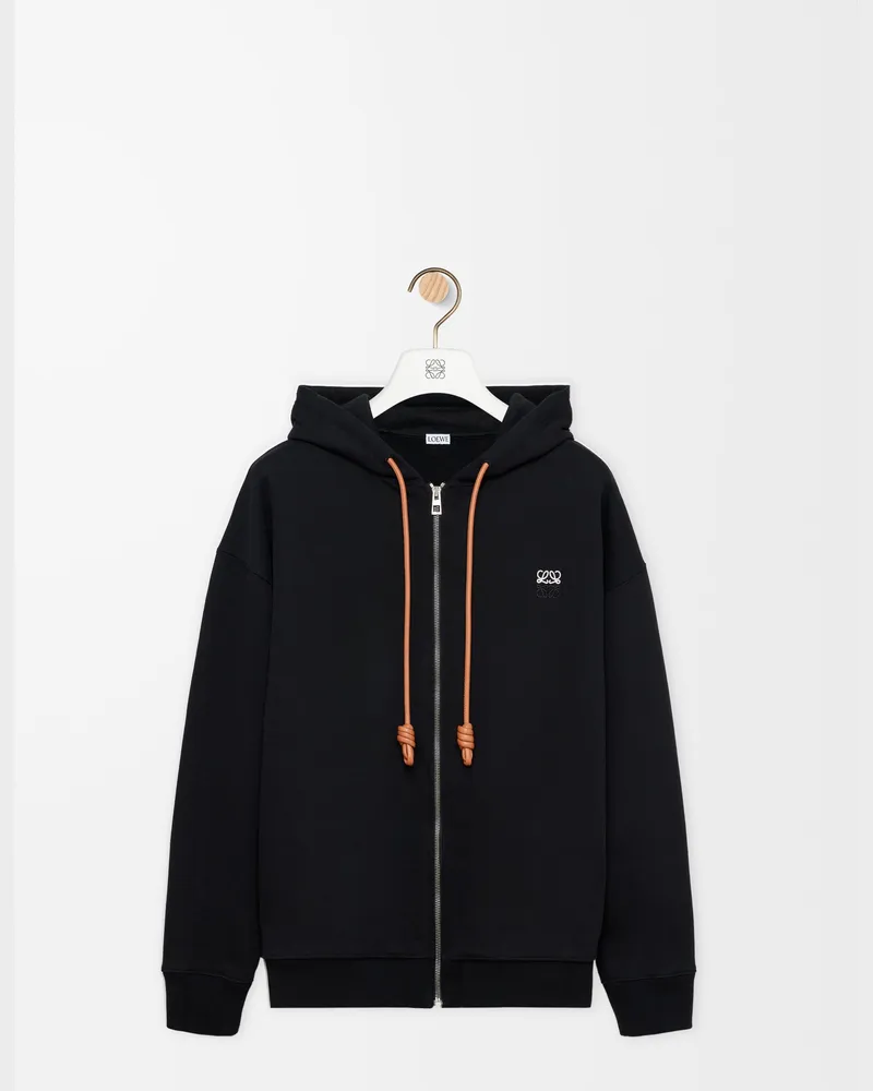 Loewe Zip-up Hoodie In Cotton Size Hombre Black