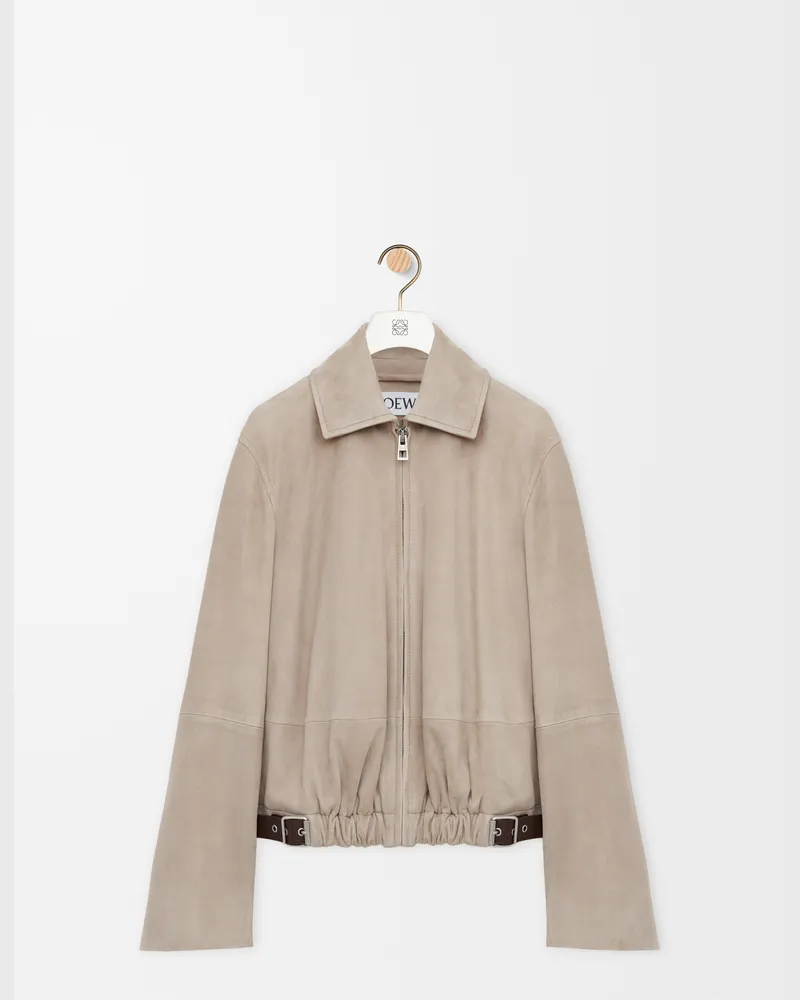 Loewe Belted Jacket In Suede Goatskin Size Mujer Dark