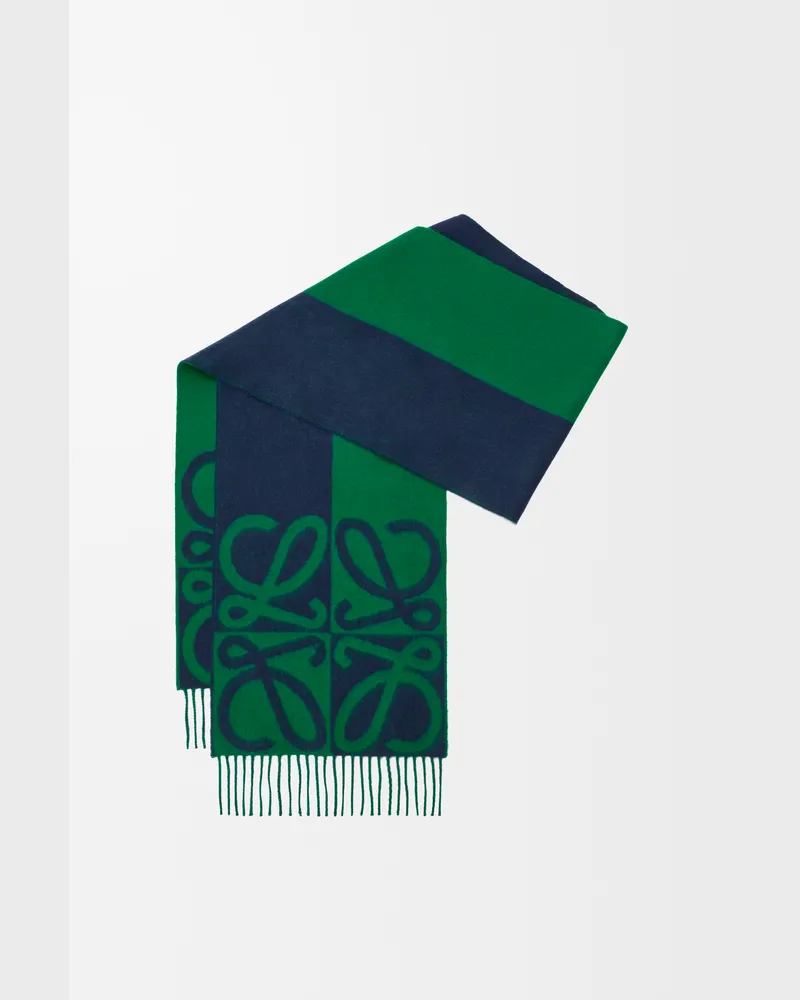 Loewe Scarf In Wool And Cashmere Mujer Navy