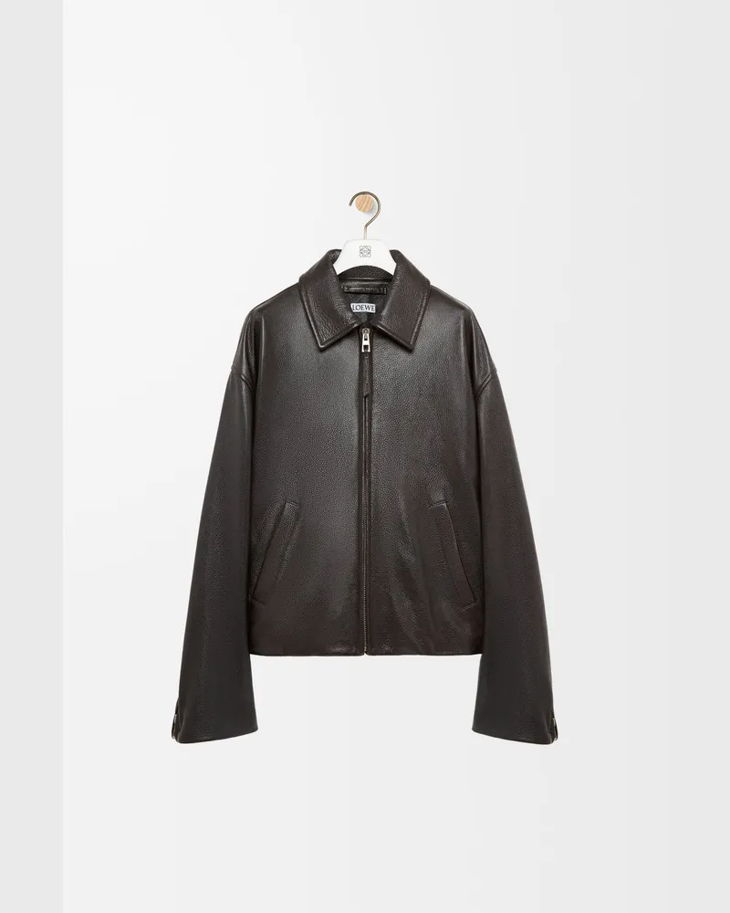 Loewe Zip-up Jacket In Deerskin Size Hombre Dark