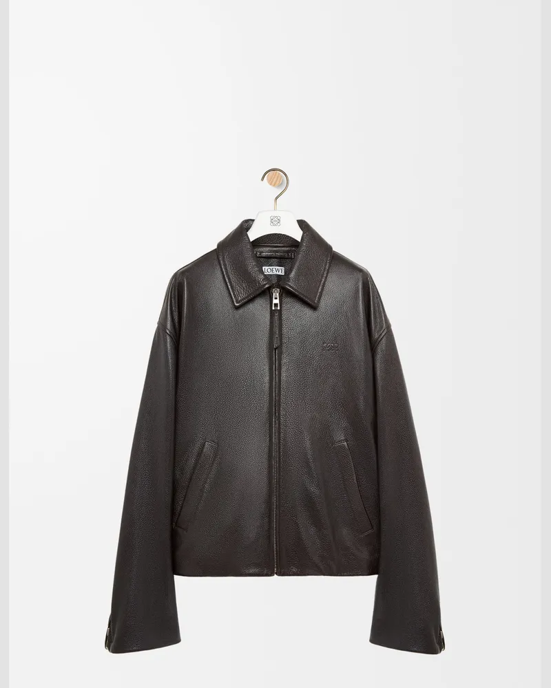 Loewe Zip-up Jacket In Deerskin Size Hombre Dark