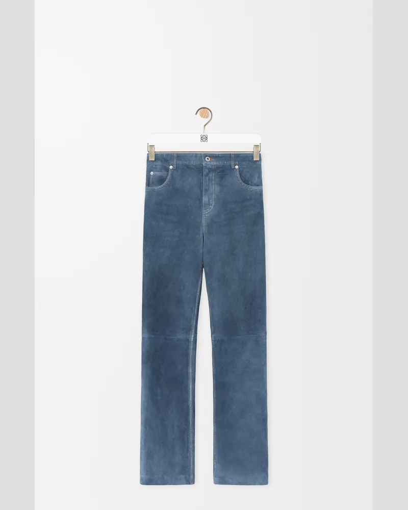 Loewe Trousers In Suede Goatskin Size Mujer Blue