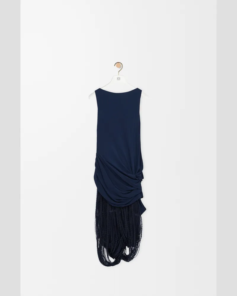 Loewe Embellished Dress In Viscose Size Mujer Navy