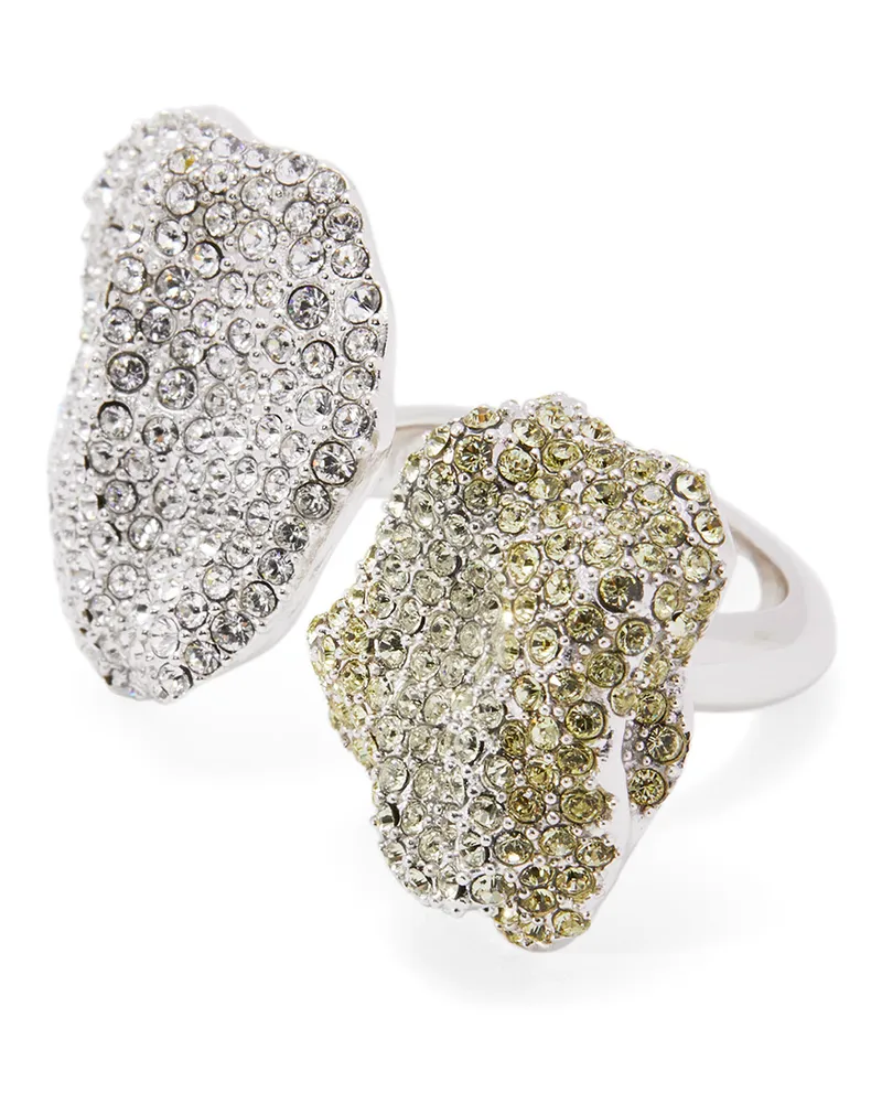 Loewe Luxury Glitter Fragment double ring in sterling silver and crystals Silver