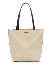 Loewe Luxury Puzzle Fold tote in cotton jacquard Ecru