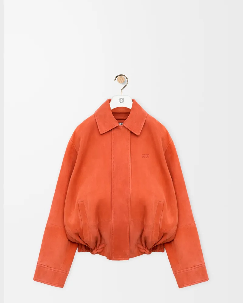 Loewe Drawstring Jacket In Suede Lambskin Size Mujer Orange